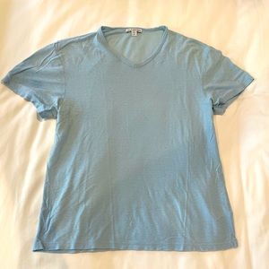 James Peres sky blue V neck t shirt in Japanese cotton